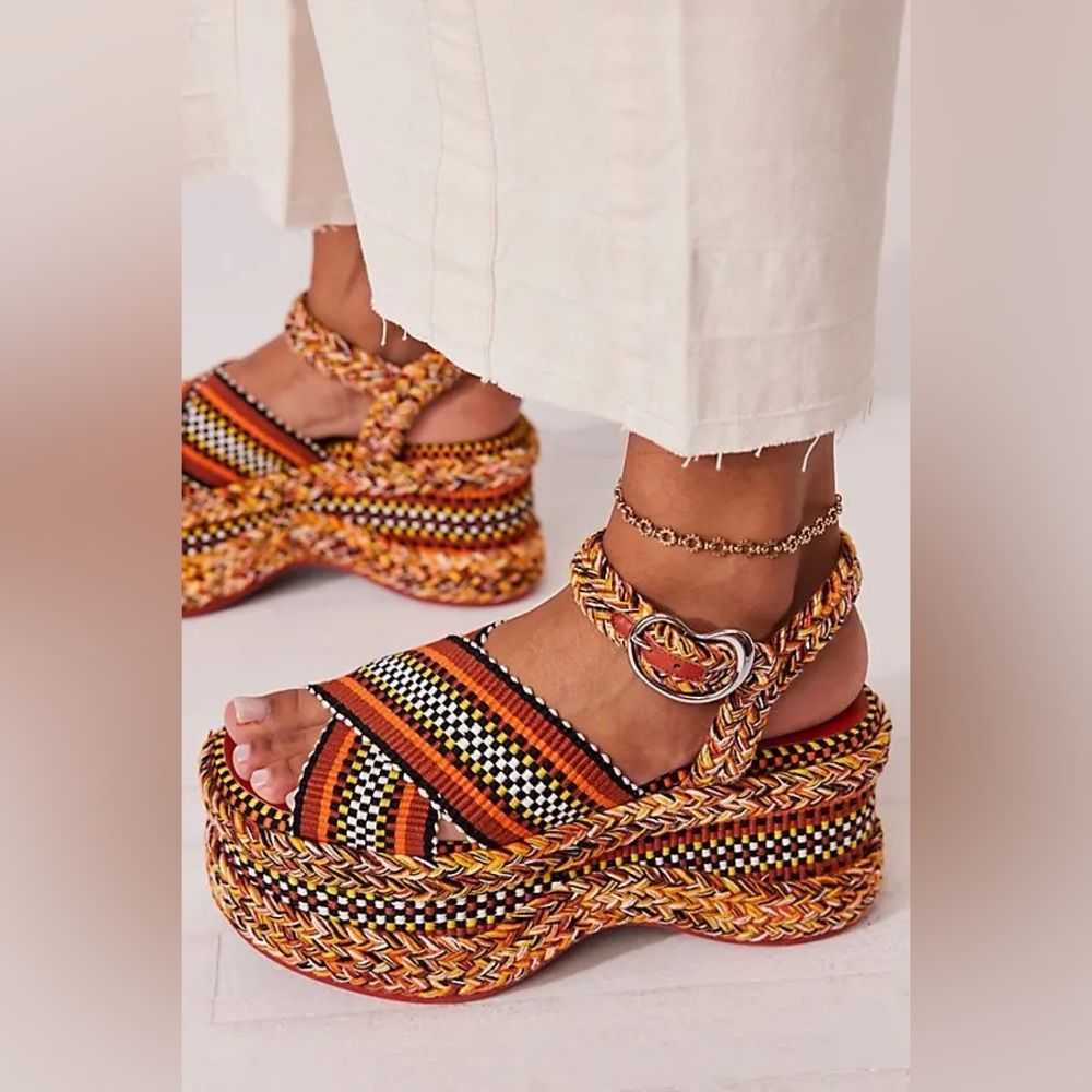 New Free People Amambaih Carmen Flatform Sandals Size 40